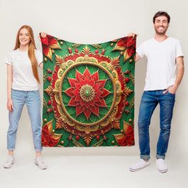 Decorative Red Green Fleece Blanket