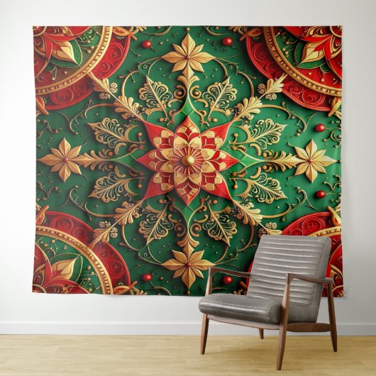 Decorative Red Green Holiday Backdrop Wandteppich (Beispiel (Horizontal))