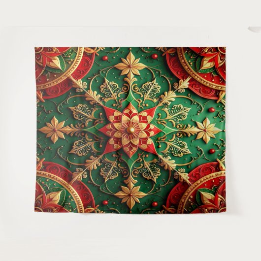 Decorative Red Green Holiday Backdrop Wandteppich (Vorderseite (Horizontal))