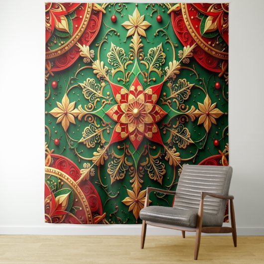 Decorative Red Green Holiday Backdrop Wandteppich (Beispiel)
