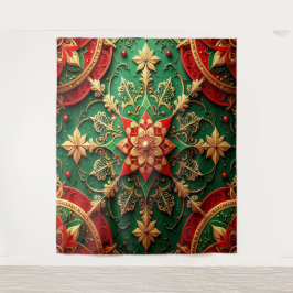 Decorative Red Green Holiday Backdrop Wandteppich