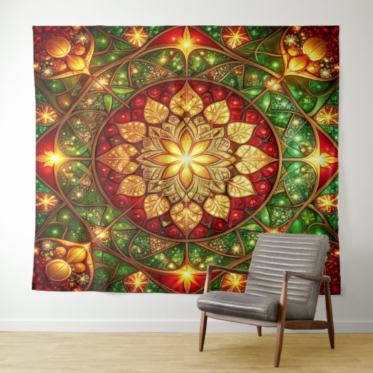 Decorative Red Green Holiday Backdrop Wandteppich (Beispiel (Horizontal))