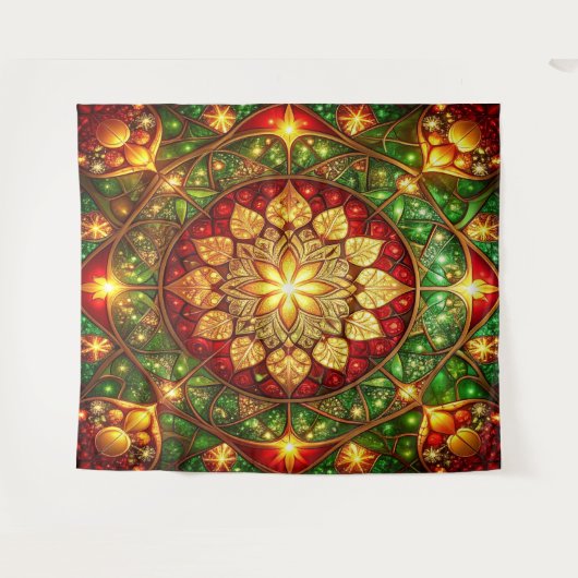 Decorative Red Green Holiday Backdrop Wandteppich (Vorderseite (Horizontal))