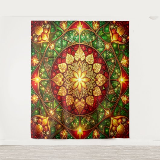 Decorative Red Green Holiday Backdrop Wandteppich (Vorderseite)