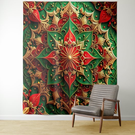 Decorative Red Green Holiday Backdrop Wandteppich (Beispiel)