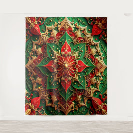 Decorative Red Green Holiday Backdrop Wandteppich