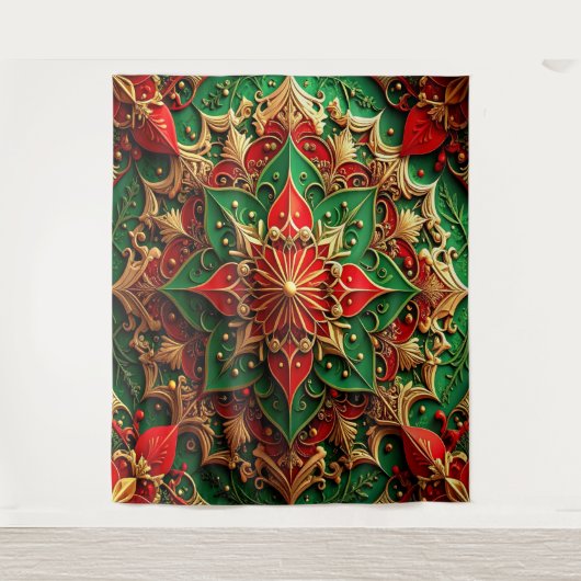 Decorative Red Green Holiday Backdrop Wandteppich (Vorderseite)