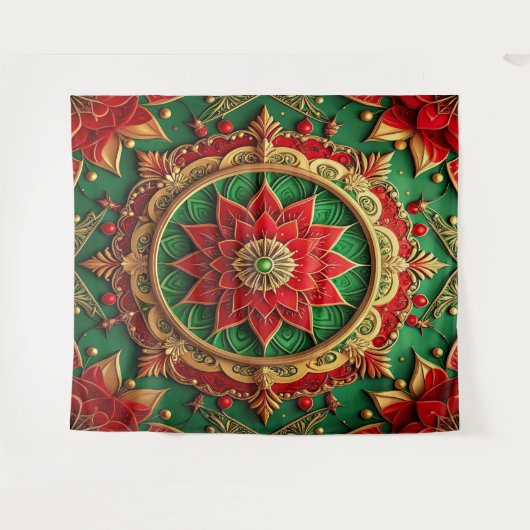 Decorative Red Green Holiday Backdrop Wandteppich (Vorderseite (Horizontal))