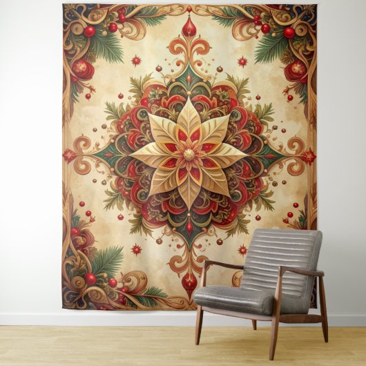 Decorative Red Green Holiday Backdrop Wandteppich (Beispiel)