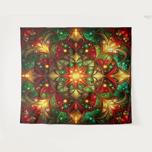 Decorative Red Green Holiday Backdrop Wandteppich (Vorderseite (Horizontal))
