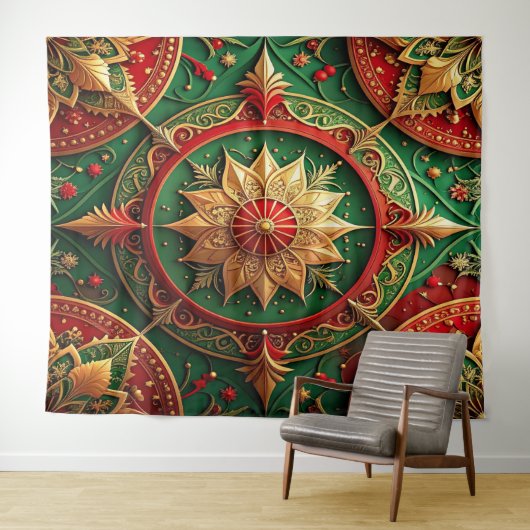 Decorative Red Green Holiday Backdrop Wandteppich (Beispiel (Horizontal))