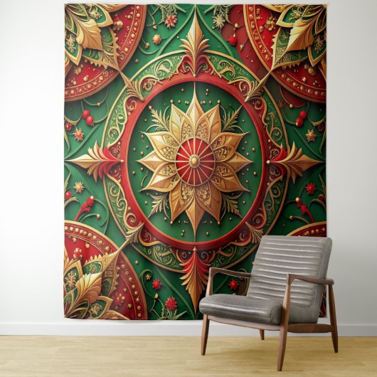 Decorative Red Green Holiday Backdrop Wandteppich (Beispiel)