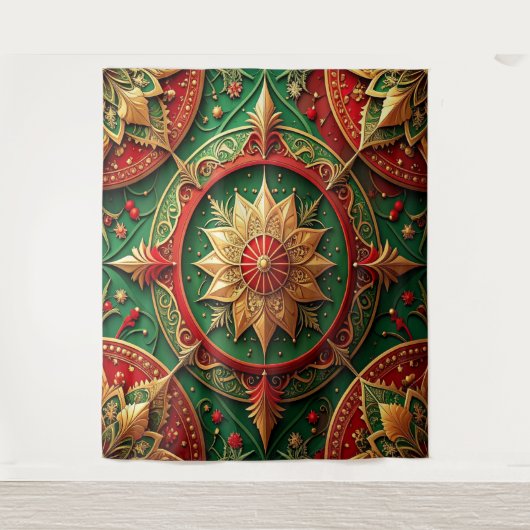 Decorative Red Green Holiday Backdrop Wandteppich (Vorderseite)