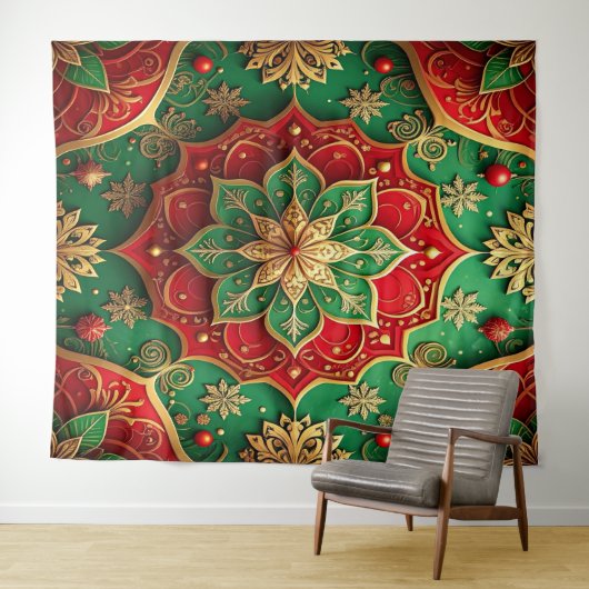 Decorative Red Green Holiday Backdrop Wandteppich (Beispiel (Horizontal))