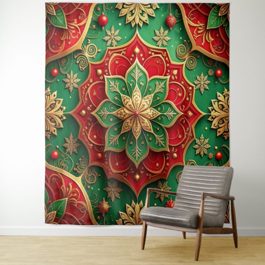 Decorative Red Green Holiday Backdrop Wandteppich (Beispiel)