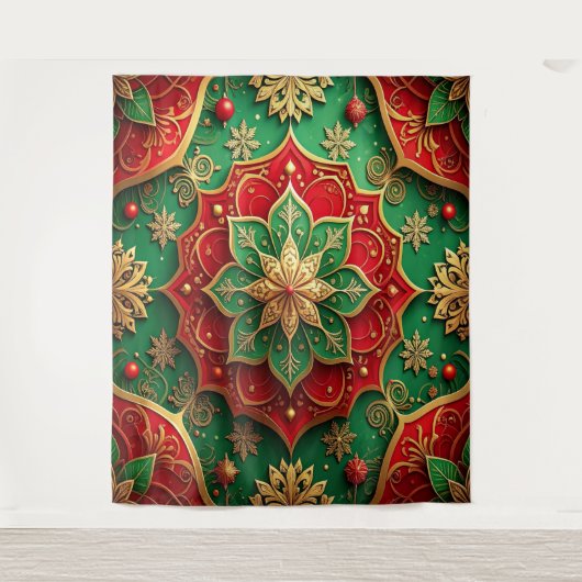 Decorative Red Green Holiday Backdrop Wandteppich (Vorderseite)