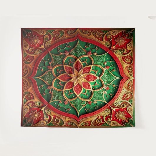 Decorative Red Green Holiday Backdrop Wandteppich (Vorderseite (Horizontal))