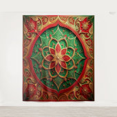 Decorative Red Green Holiday Backdrop Wandteppich (Vorderseite)