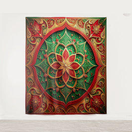 Decorative Red Green Holiday Backdrop Wandteppich