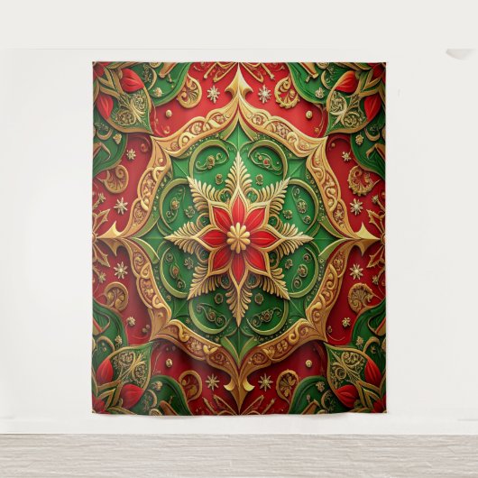 Decorative Red Green Holiday Backdrop Wandteppich (Vorderseite)