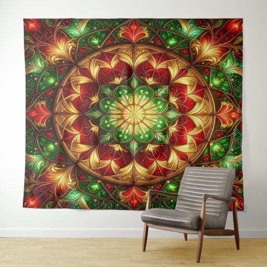 Decorative Red Green Holiday Backdrop Wandteppich (Beispiel (Horizontal))