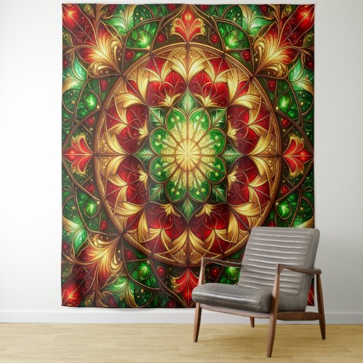 Decorative Red Green Holiday Backdrop Wandteppich (Beispiel)
