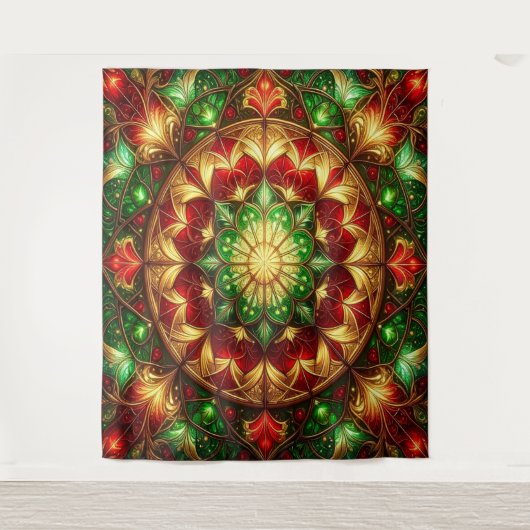 Decorative Red Green Holiday Backdrop Wandteppich (Vorderseite)