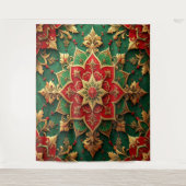 Decorative Red Green Holiday Backdrop Wandteppich (Vorderseite)