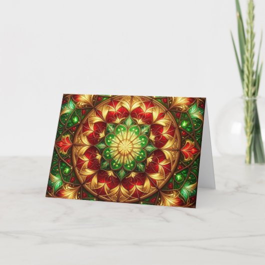 Decorative Red Green Holiday Card Karte (Vorderseite)
