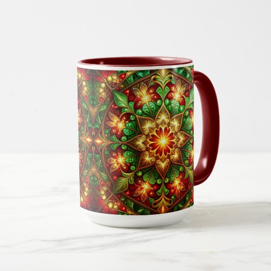 Decorative Red Green Holiday Mug Tasse (VorderseiteRechts)