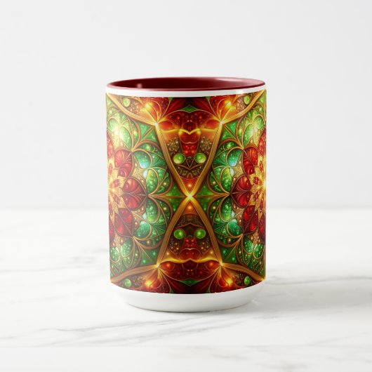 Decorative Red Green Holiday Mug Tasse (Zentrum)