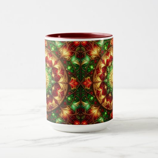 Decorative Red Green Holiday Mug Tasse (Zentrum)
