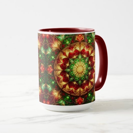 Decorative Red Green Holiday Mug Tasse (VorderseiteRechts)