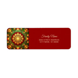 Decorative Red Green Holiday Return Address
