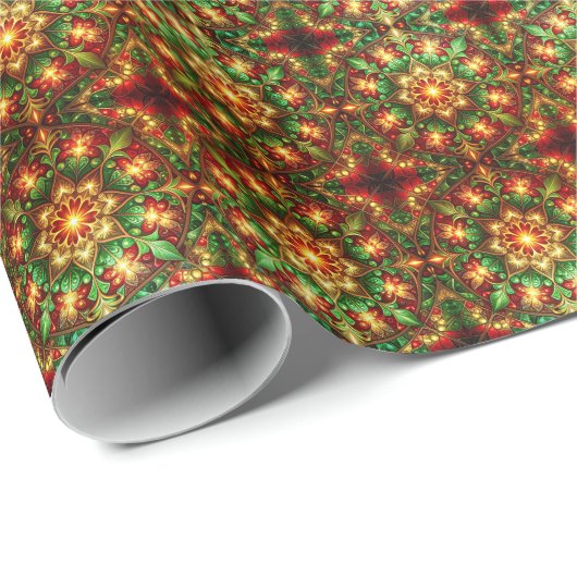 Decorative Red Green Holiday Wrapping Paper Geschenkpapier (Rolleneckpunkt)