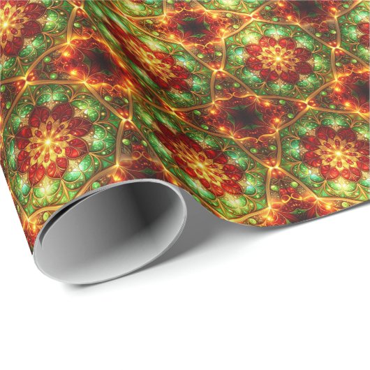 Decorative Red Green Holiday Wrapping Paper Geschenkpapier (Rolleneckpunkt)