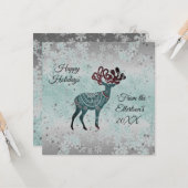 Decorative Reindeer Christmas Snowflakes  Karte (Vorderseite/Rückseite Beispiel)