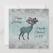 Decorative Reindeer Christmas Snowflakes Karte (Vorderseite)