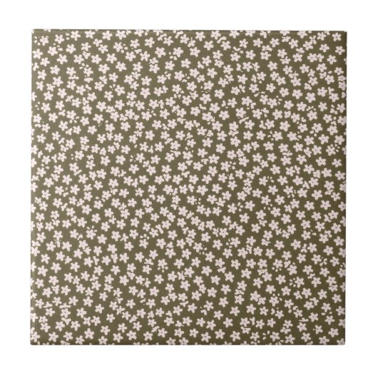 Decorative Retro Japanese Floral Pattern Fliese (Vorderseite)