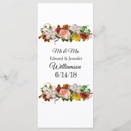 Decorative Rose Gold Bouquet Wedding Menu Card Menükarte (Rückseite)