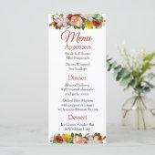Decorative Rose Gold Bouquet Wedding Menu Card Menükarte (Stehend Vorderseite)