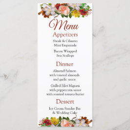 Decorative Rose Gold Bouquet Wedding Menu Card Menükarte