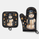 Decorative Snowman Holiday Ofenhandschuh & Topflappen-Set (Vorderseite)