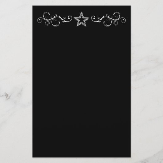 +{ Decorative Star }+ Black Briefpapier (Vorderseite)