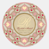 Decorative Sweethearts Monogram Runder Aufkleber (Vorderseite)