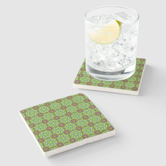 decorative symmetrical geometric pattern coaster steinuntersetzer (Seitenansicht)