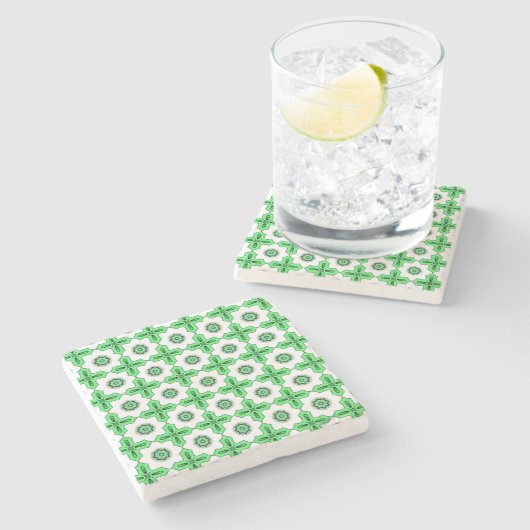 decorative symmetrical geometric pattern coaster steinuntersetzer (Seitenansicht)