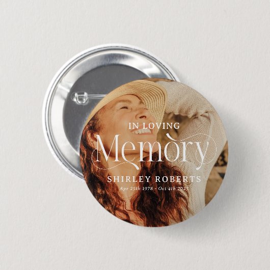 Decorative Typography Photo Sympathy Button (Vorne & Hinten)
