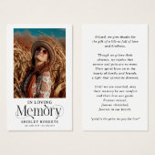 Decorative Typography Photo Sympathy Prayer Card (Vorne & Hinten)
