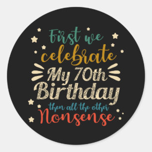 decorative vintage awesome 70th birthday runder aufkleber